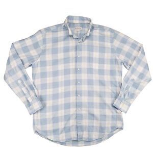 Peter Millar Classic Fit Sport Shirt‎ Mens L Blue Green Plaid Cotton Long Sleeve